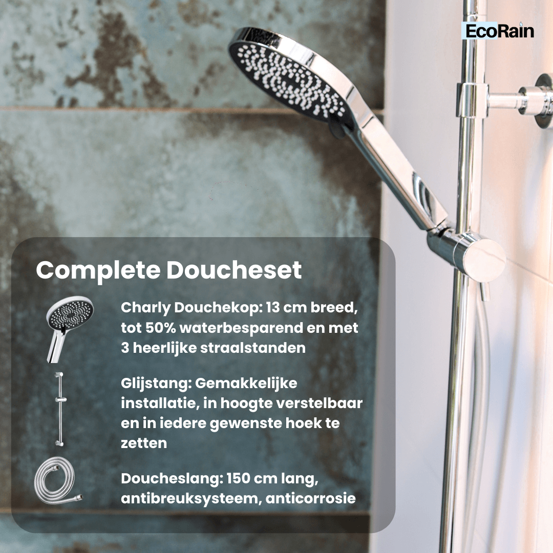 Stainless steel sliding bar Shower set Charly - Chrome