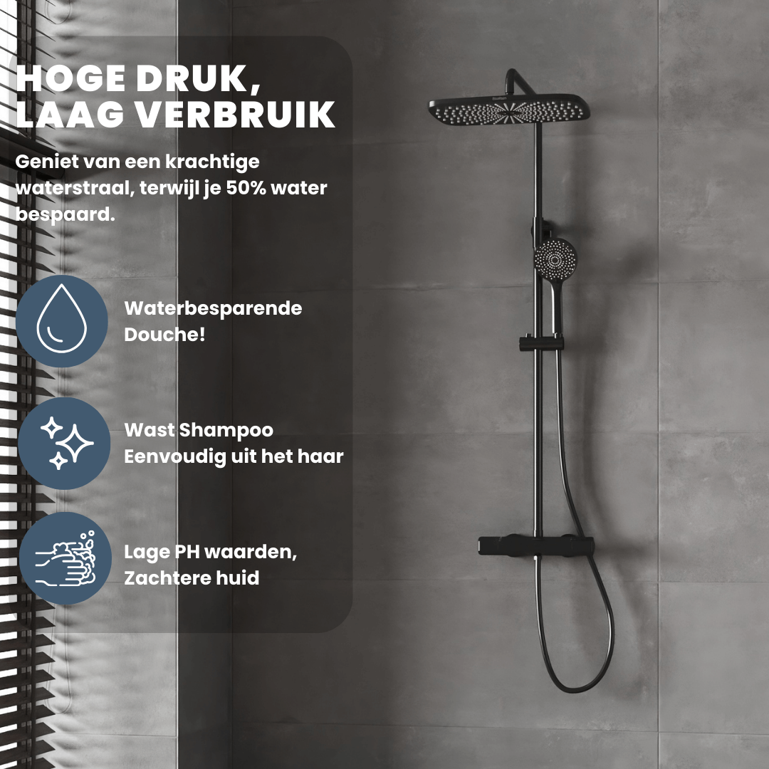 Rain shower set Melvin 30 CM with thermostatic tap - Black