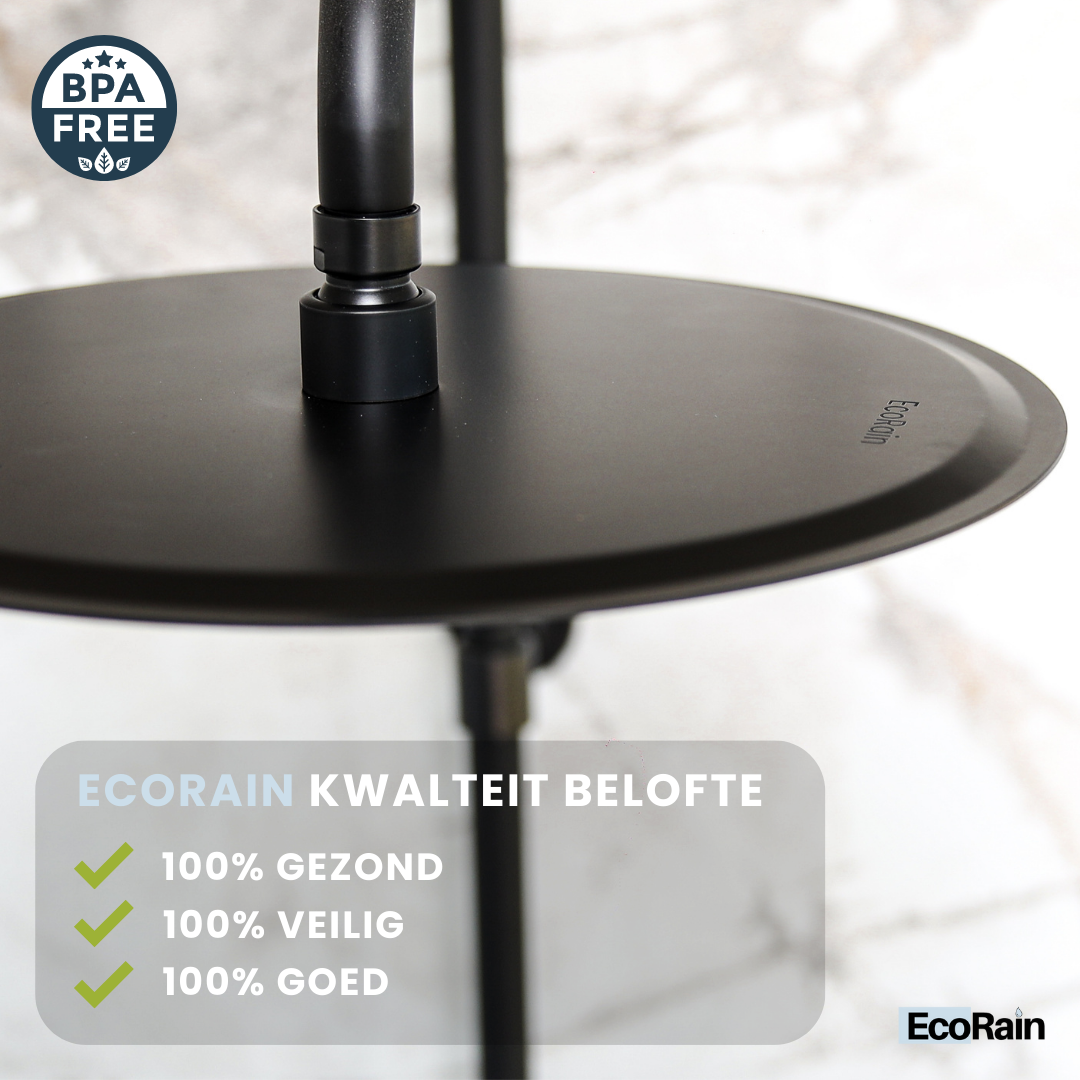 Square stainless steel rain shower with hose Tyler 30 cm - Black