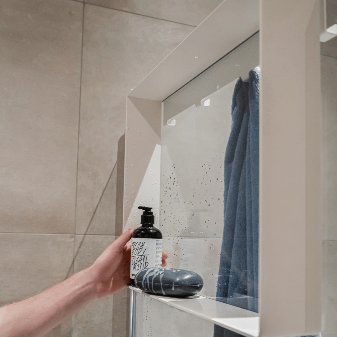 RVS Hangend Doucherek Wit - Voor Douchewand