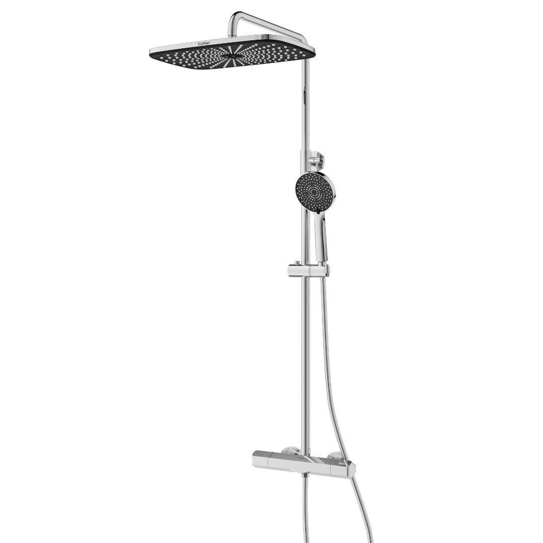 Rain shower set Melvin 30 CM with thermostatic tap - Chrome