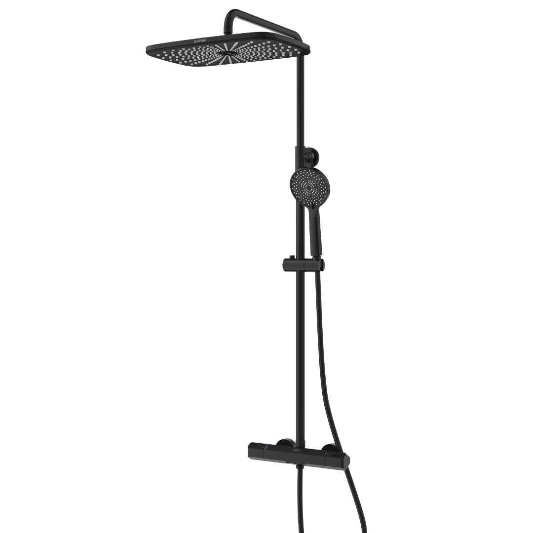 Rain shower set Melvin 30 CM with thermostatic tap - Black