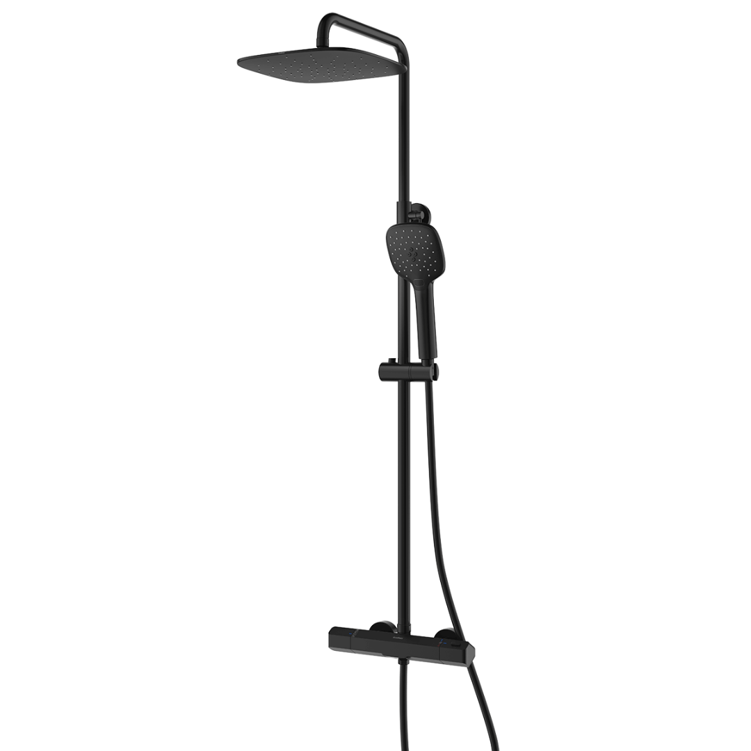 Kay Rain Shower Set 25 CM with Thermostatic Tap - Black