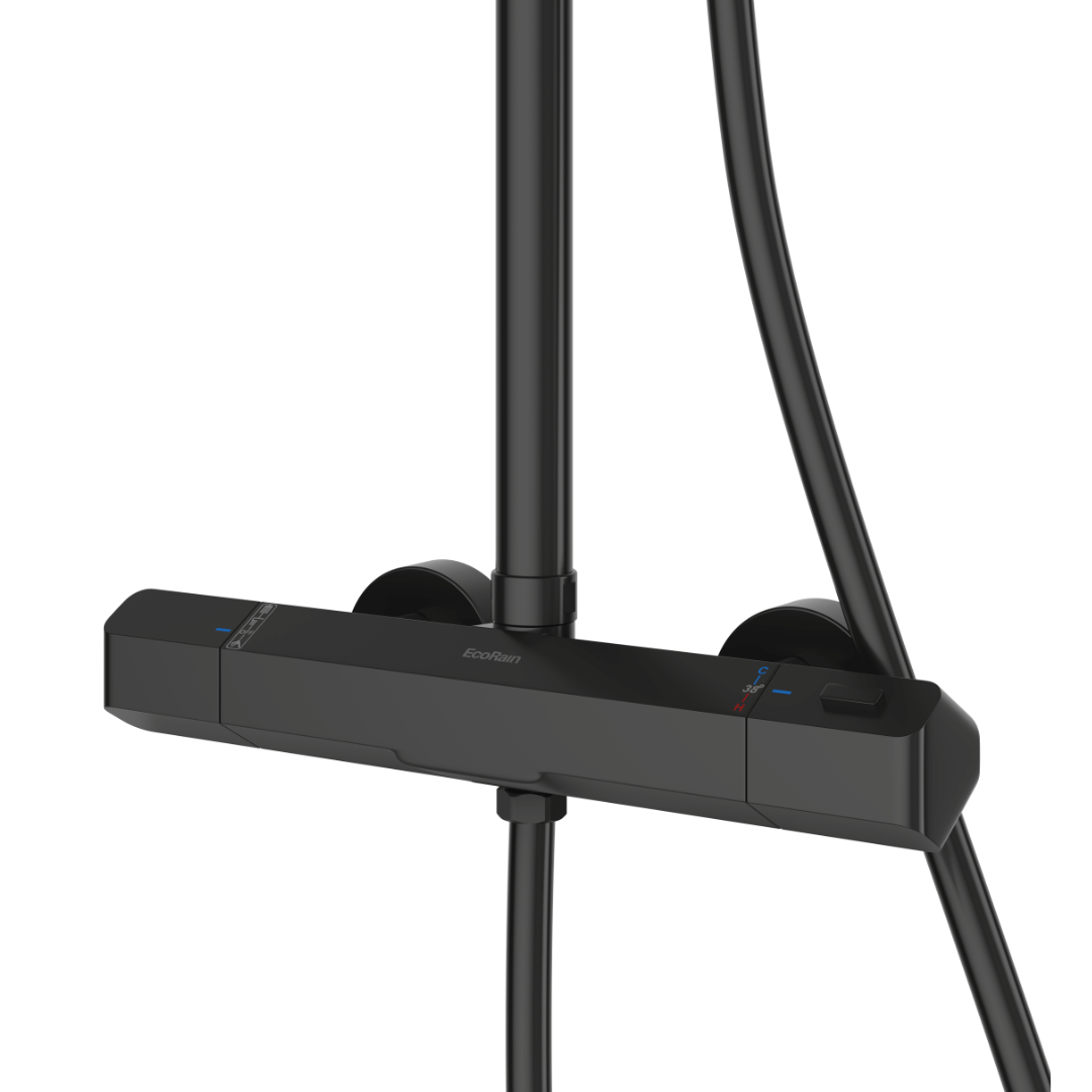 Rain shower set Melvin 30 CM with thermostatic tap - Black