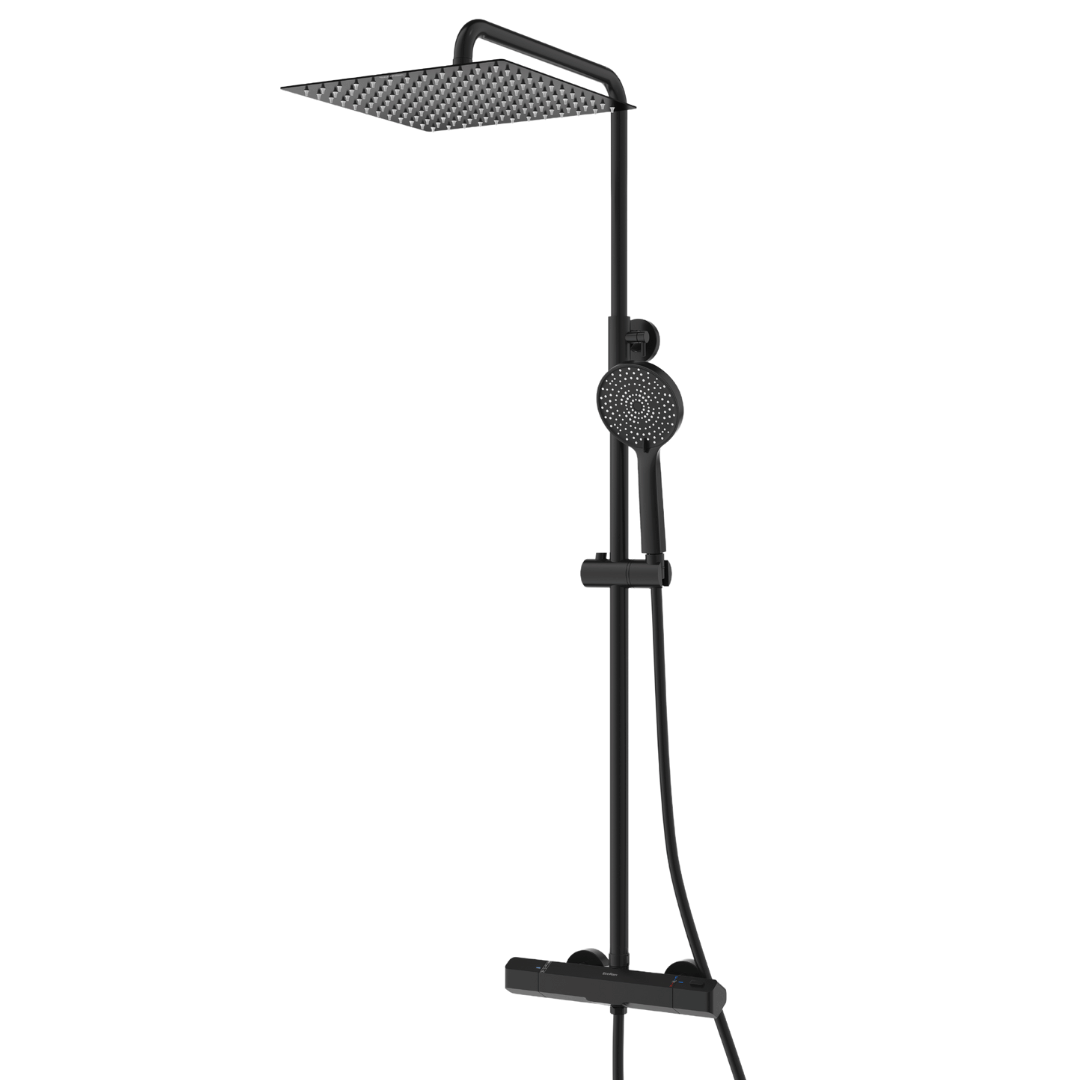 Rain shower set Tyler 30 CM Square with Thermostatic tap - Black