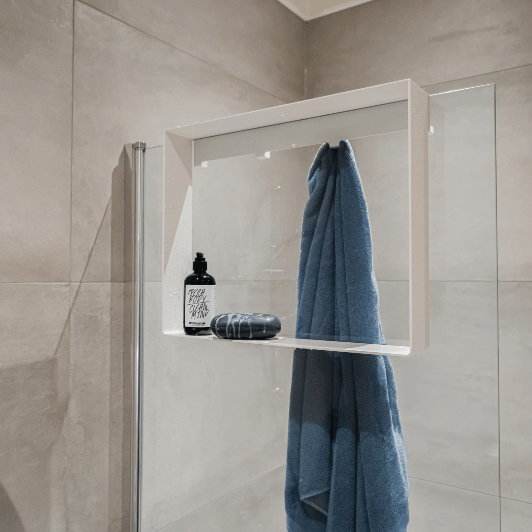 RVS Hangend Doucherek Wit - Voor Douchewand