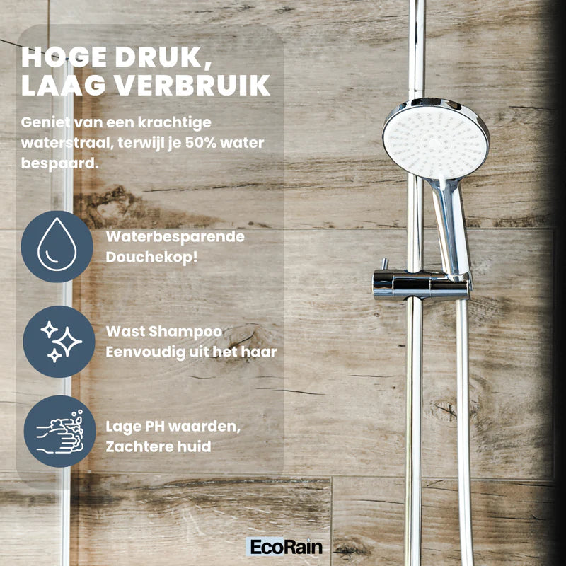 Water-saving Shower Head Mark 12 cm with hose - Chrome