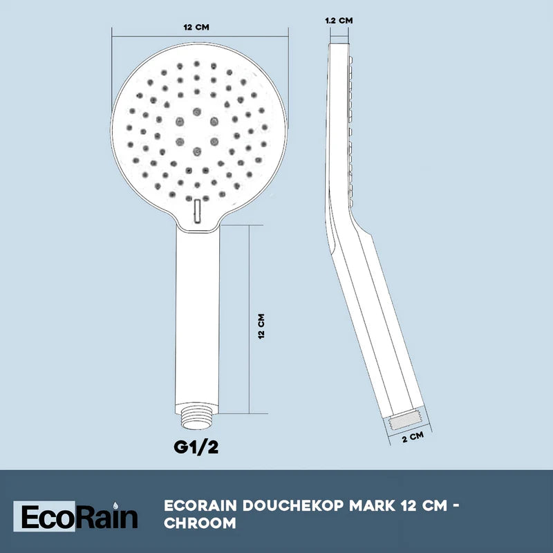 Water-saving Shower Head Mark 12 cm with hose - Chrome