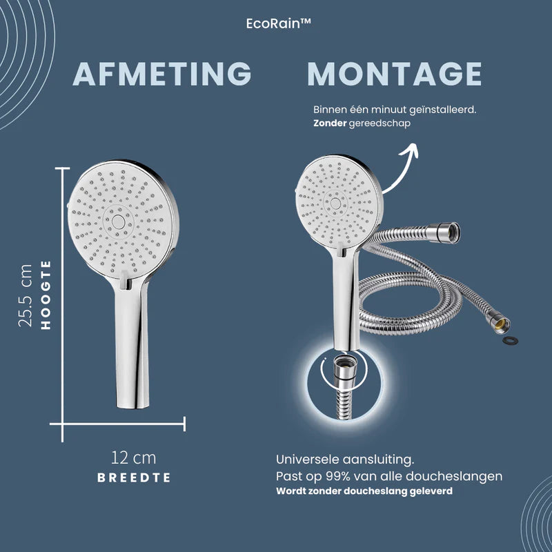 Water-saving Shower Head Mark 12 cm with hose - Chrome