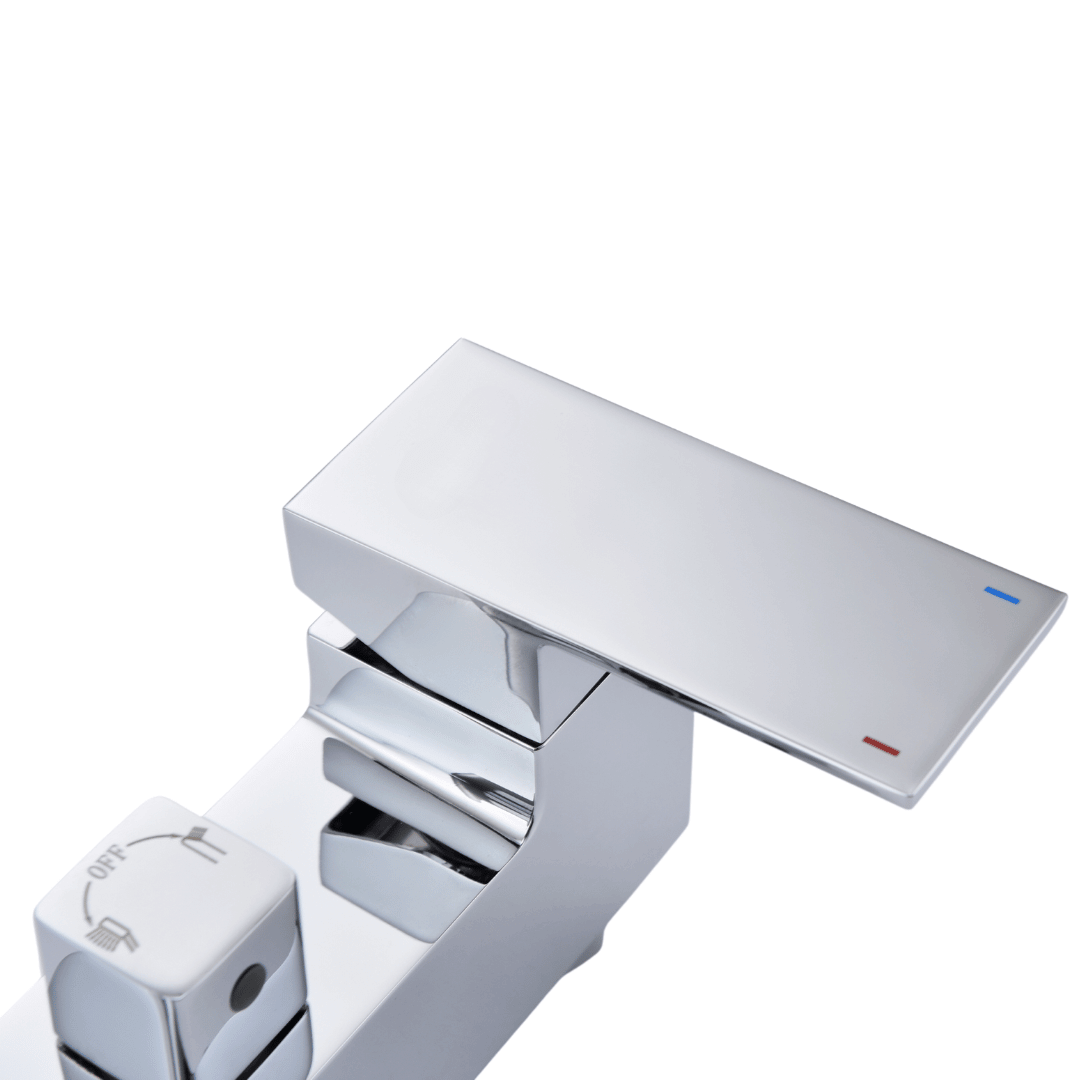 Thermostatic Bath Tap with Shower Head Holder - Chrome