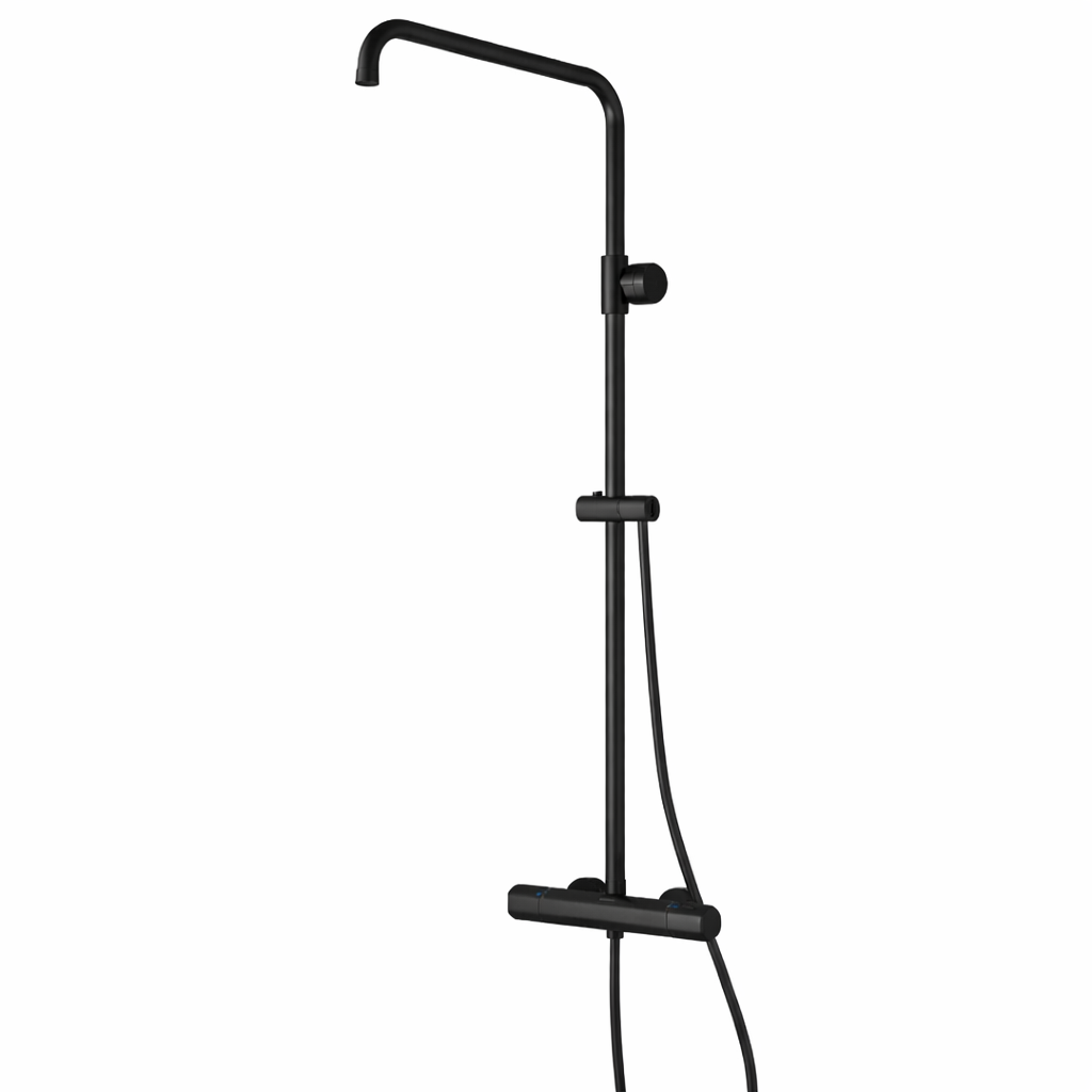 Rain shower set with thermostatic tap - without shower heads black