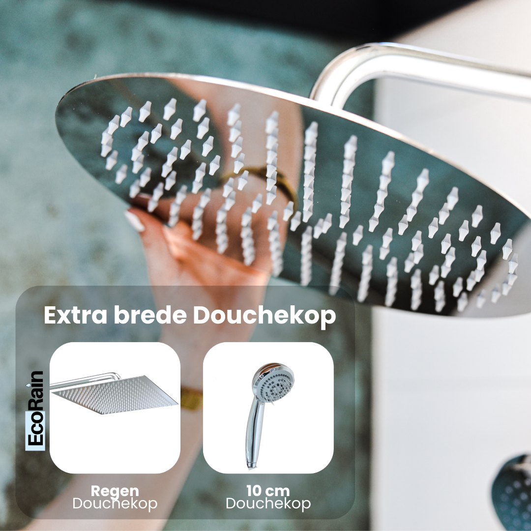 Square stainless steel rain shower with hose Tyler 30 cm - Chrome