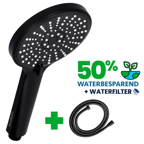 Water Saving Shower Head Mark 12 cm with hose - Black