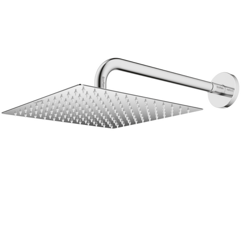 Square stainless steel rain shower with shower arm Tyler 20 cm - Chrome