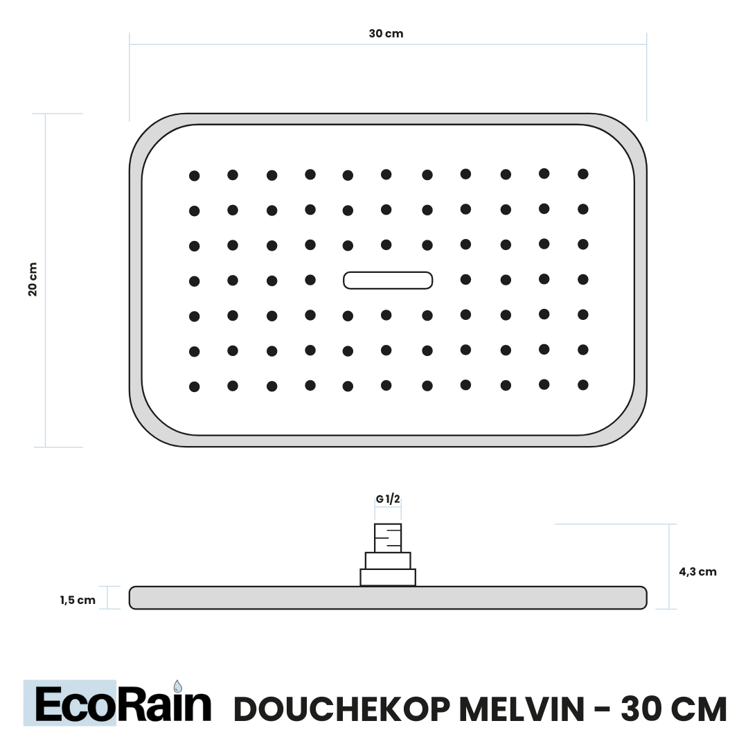 Rain shower set Melvin 30 CM without tap - Black