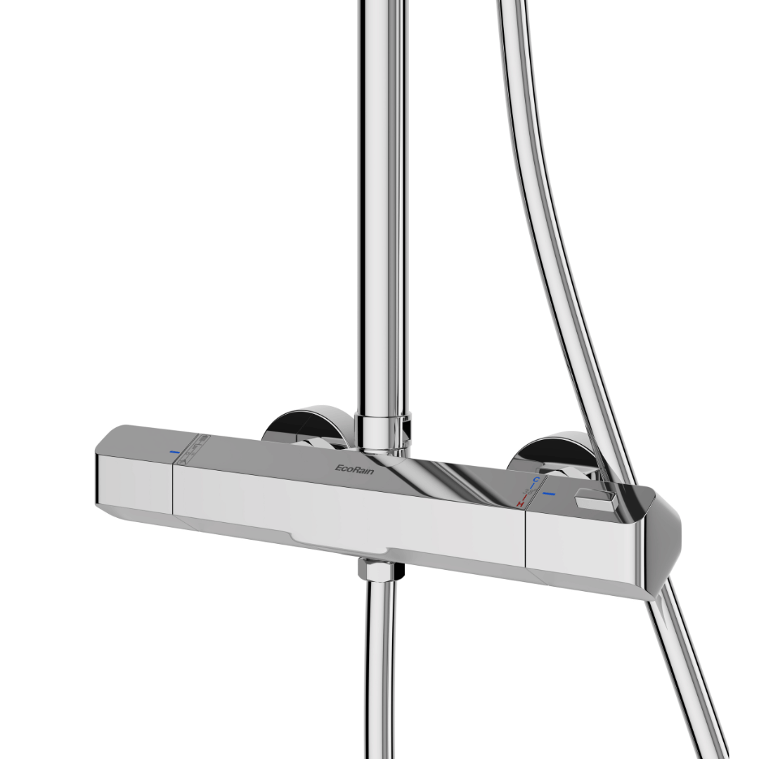 Rain shower set Kay 25 CM with thermostatic tap - Chrome