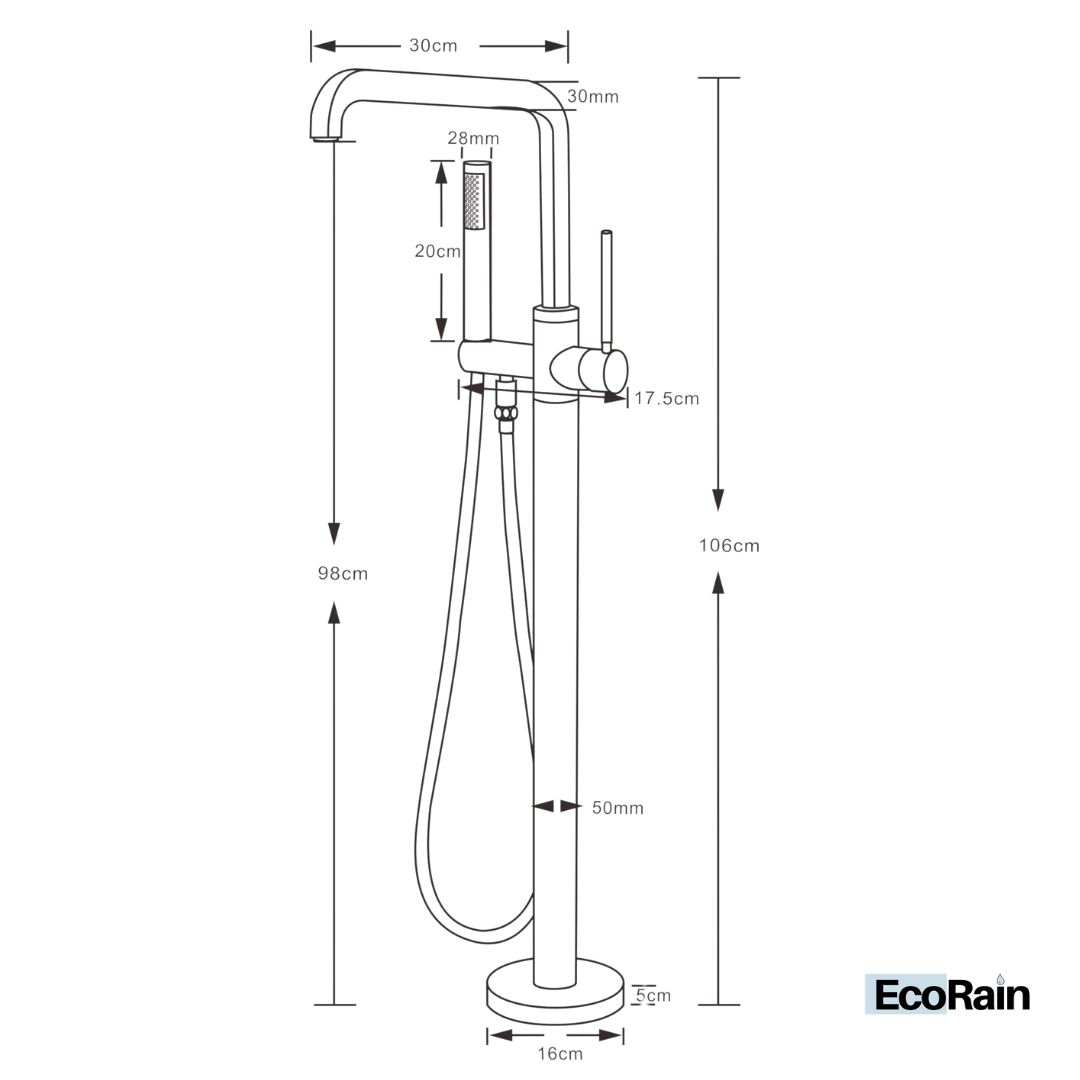Freestanding Bath Tap with Shower Head Charles - Chrome