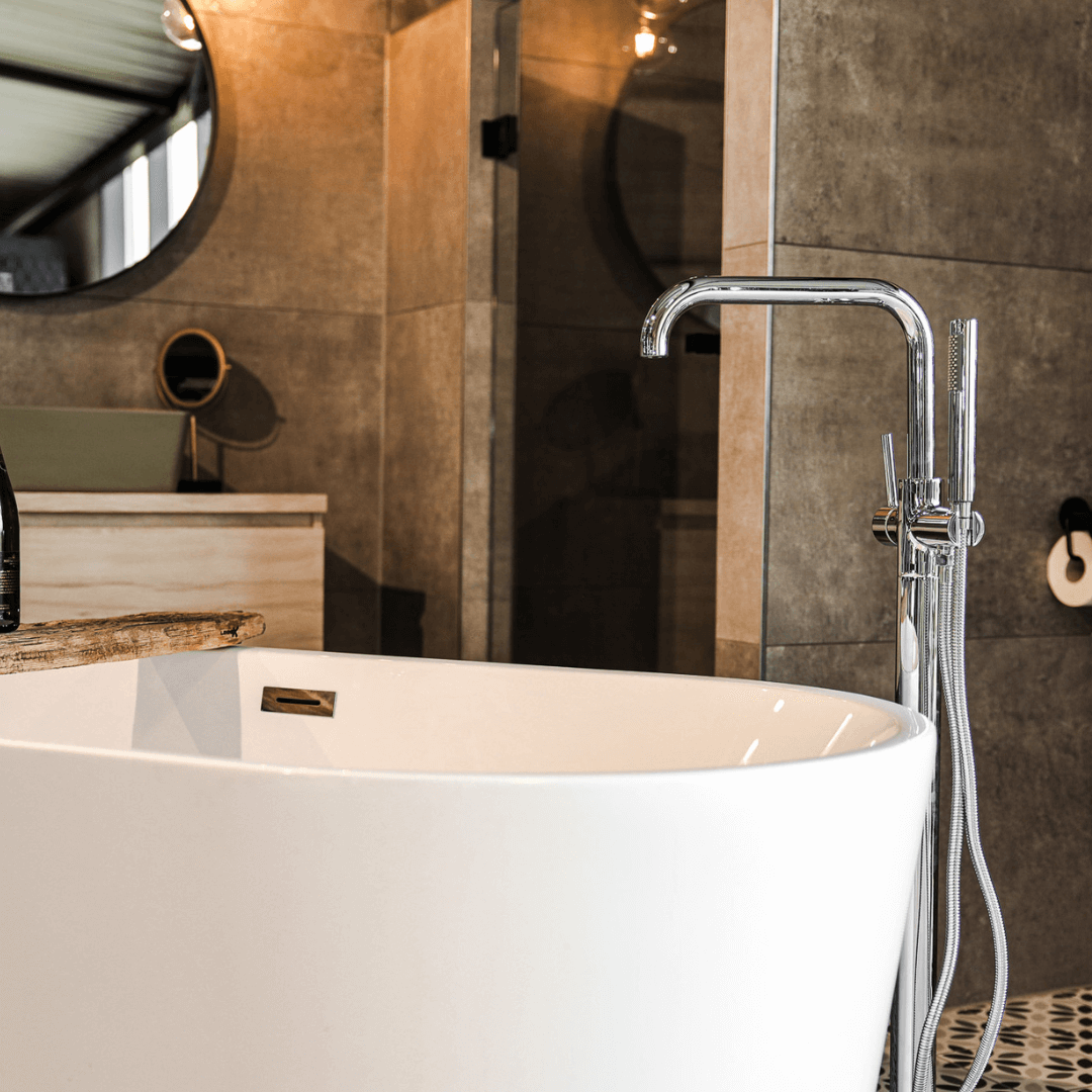 Freestanding Bath Tap with Shower Head Charles - Chrome