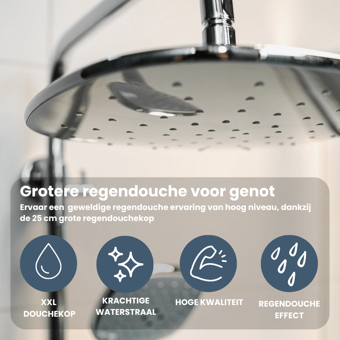 Rain shower set Kay 25 CM with thermostatic tap - Chrome