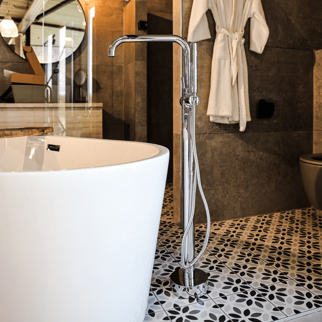 Freestanding Bath Tap with Shower Head Charles - Chrome