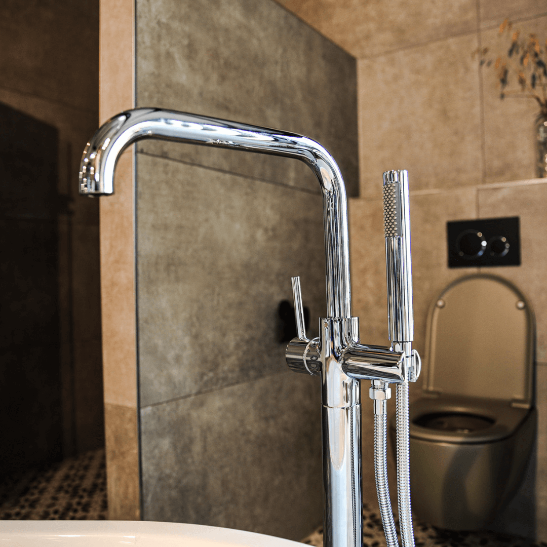 Freestanding Bath Tap with Shower Head Charles - Chrome
