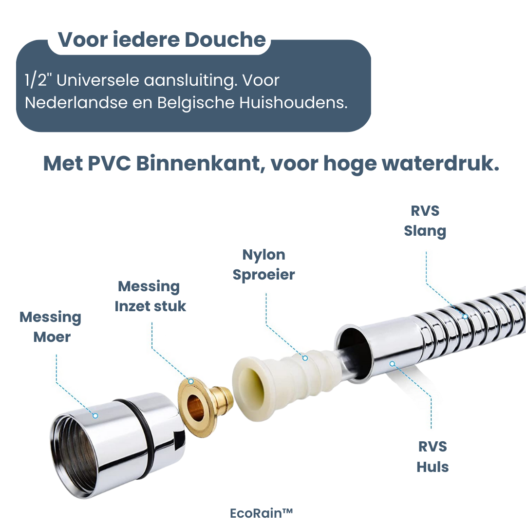 Universal 1/2" Shower Hose 150 cm - Chrome